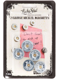 Lucky Shot - 12 Gauge Real Bullet Magnets - (5 per pack)