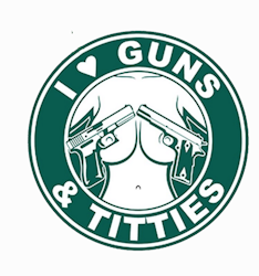 I love guns and titties - Sticker