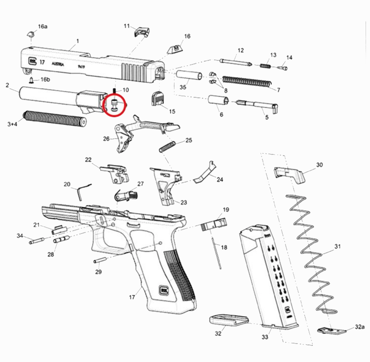 Glock - Firing Pin Safety for G17 Gen5, G19 Gen5, G19X, G26 Gen5, G34 Gen5 MOS
