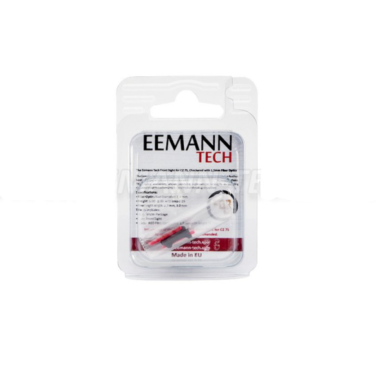 Eemann Tech -  Front sight for CZ 75, CZ shadow 2, checkered with 1,5mm fiber optics rod