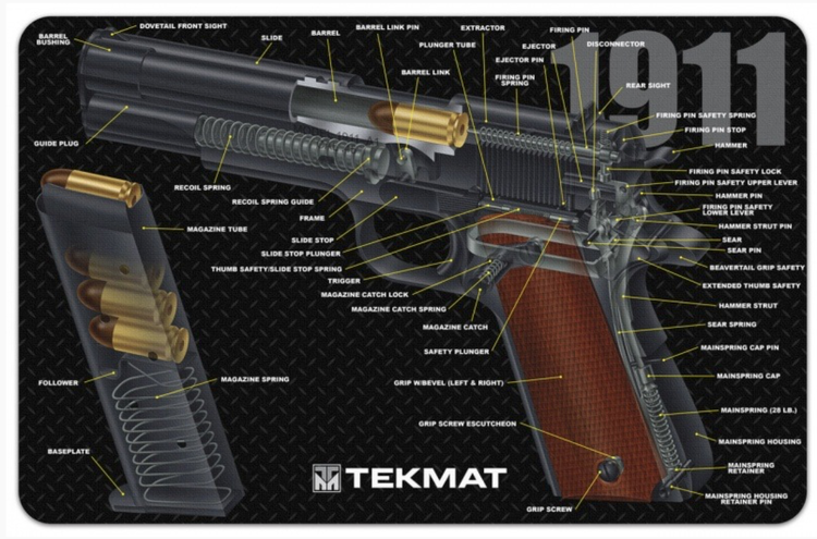 TekMat - Gun Cleaning Bench Mat 3D For 1911 Cutaway