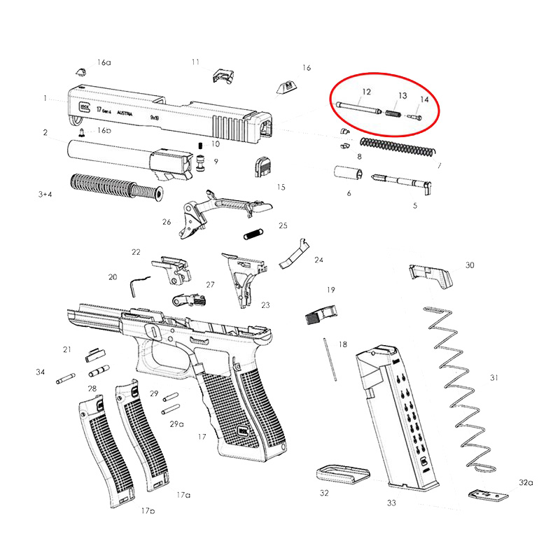 Eemann Tech - Extractor depressor plunger assembly for glock  9mm