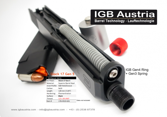 IGB - Glock 17 Gen5 IGB Threaded Barrel 1/2x28 UNEF