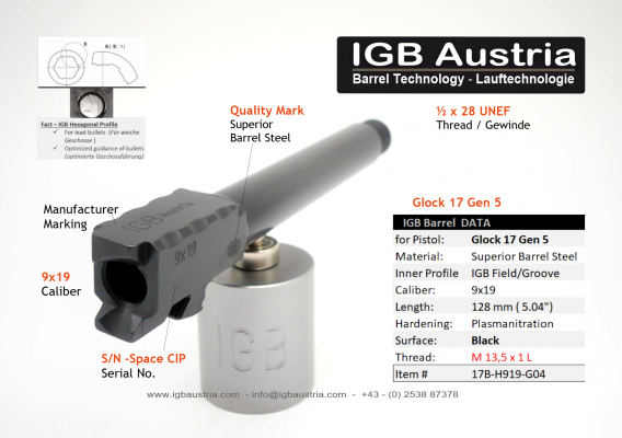 IGB - Glock 17 Gen5 IGB Threaded Barrel M13,5x1L