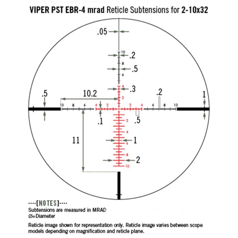 Vortex - Viper PST Gen 2 2-10x32 FFP, riktm. EBR-4 MRAD