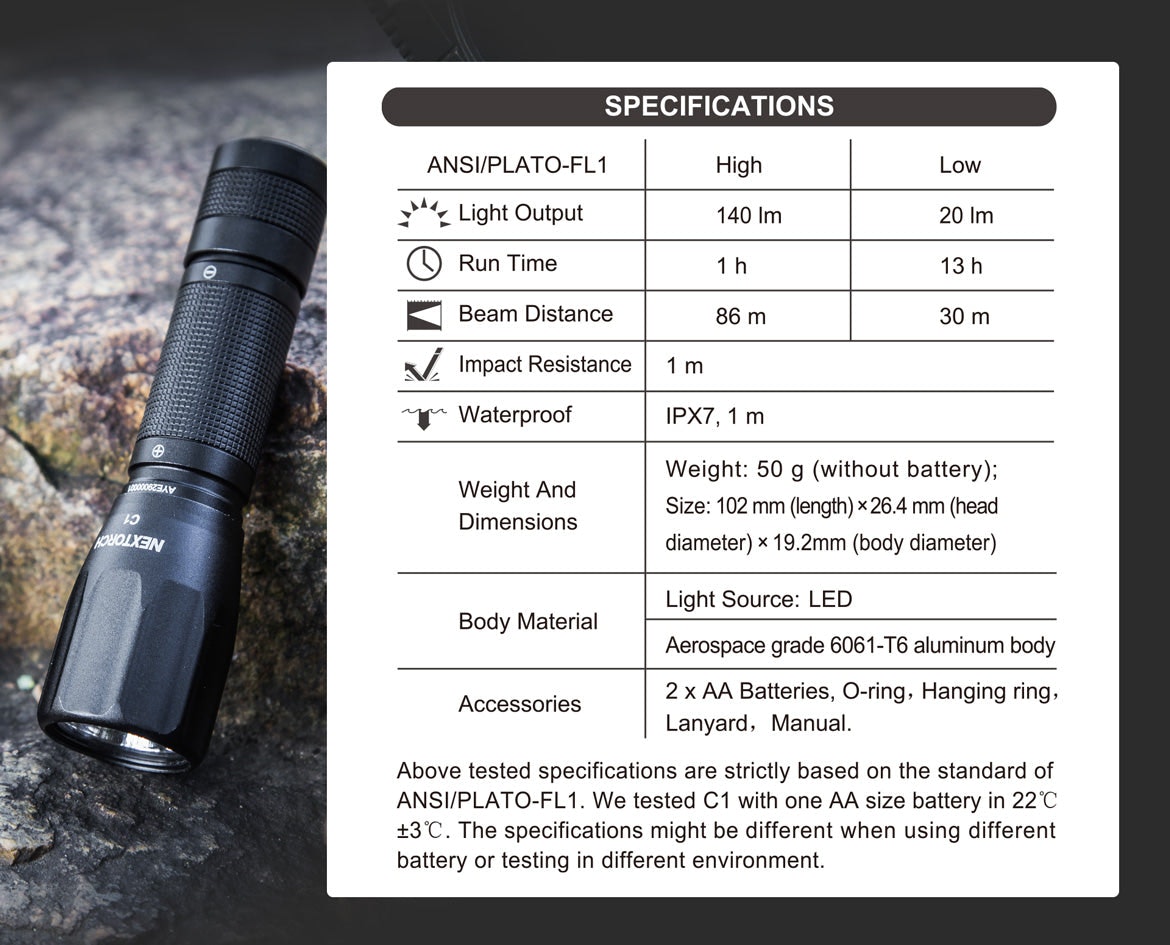 Nextorch - C1 140 Lumens AA Flashlight