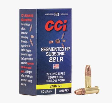 CCI - Rimfire Ammunition 22 LR Segmented HP Sub-Sonic 40gr 50/Box