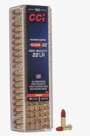 CCI Clean-22® Target Ammo 22 LR HV Poly-Coat Lead Red RN 40gr 100/Box