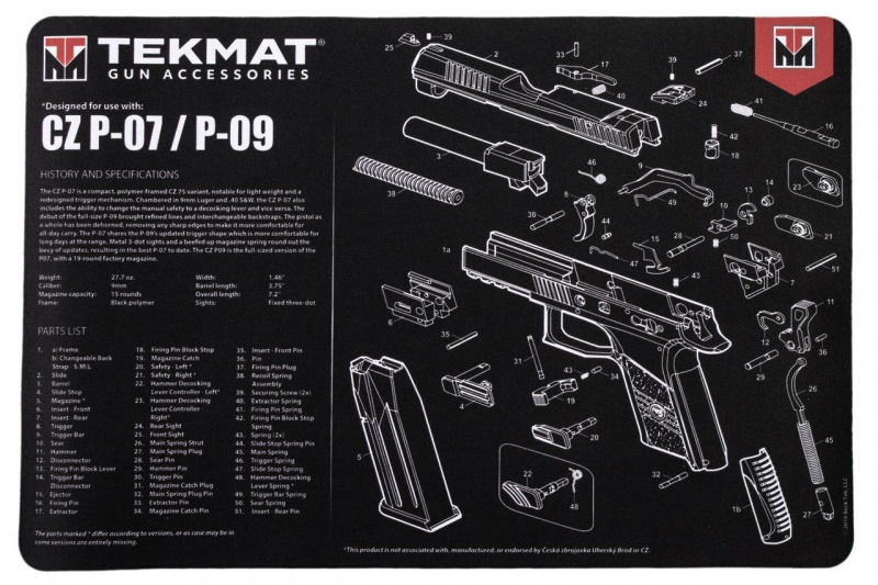TekMat - Gun Cleaning Bench Mat - CZ P-07/P-09