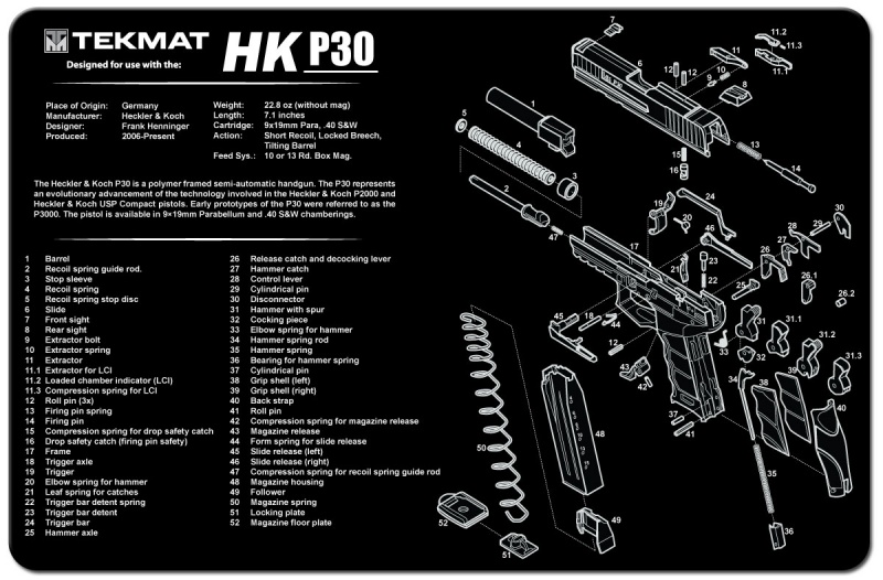 TekMat - Gun Cleaning Bench Mat - H&K P30