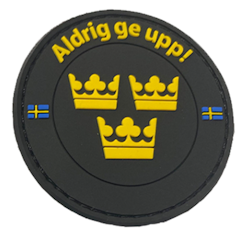 3D Patch -Aldrig ge upp - Army Black - PVC