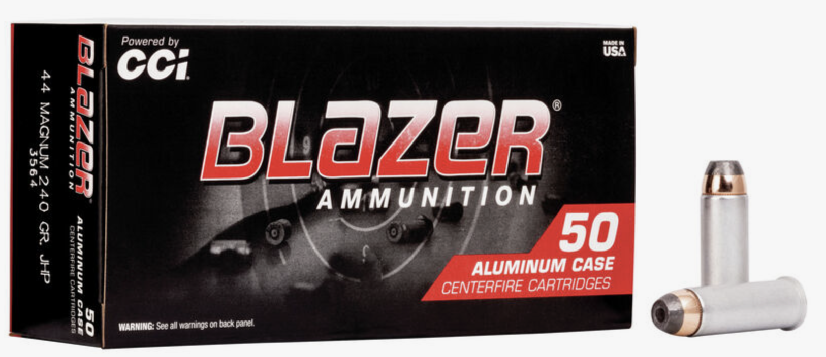 CCI - Blazer Aluminum Ammo 44 Mag Jacketed HP 240gr - 50/Box