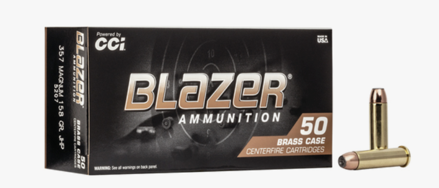 CCI - Blazer Ammunition 357 MAG - Brass JHP Brass 158gr - 50/Box