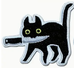 Cat with knife - Svart - Patch