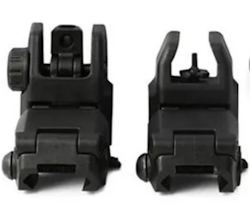AR15 Tactical Folding Front and Rear Sight - Svart
