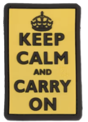 3D Rubber Keep Calm and Carry On Patch - Yellow