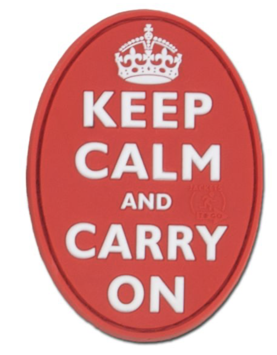 3D Rubber Keep Calm and Carry On Patch - Red