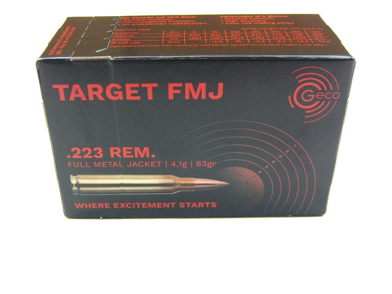 Geco - Target .223 REM FMJ - 63gr - 50/ask