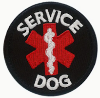 Service Dog - Svart/VIt/Röd - Rund - Patch
