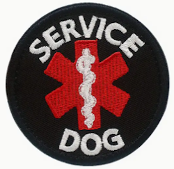 Service Dog - Svart/VIt/Röd - Rund - Patch