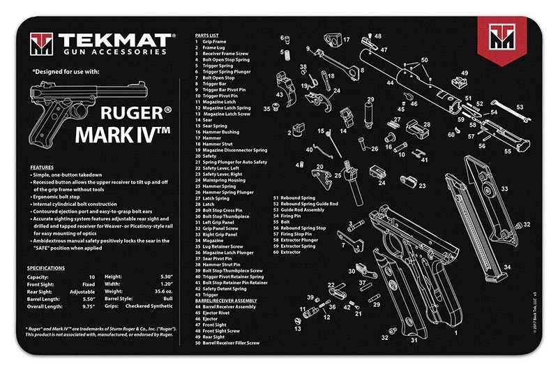 TekMat - Gun Cleaning Bench Mat - Ruger MKIV