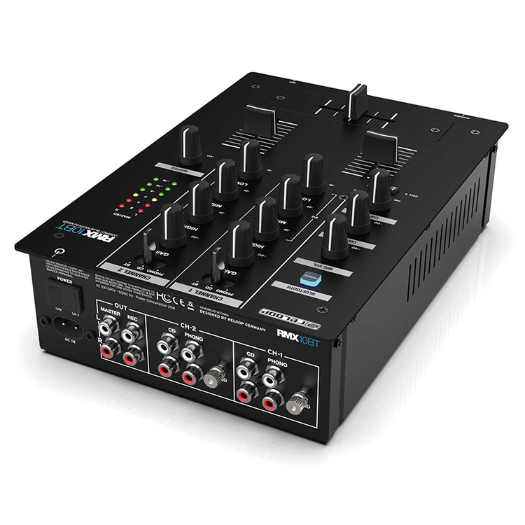 Reloop RMX-10 BT, 2-kanalig kompakt DJ-mixer med blåtand