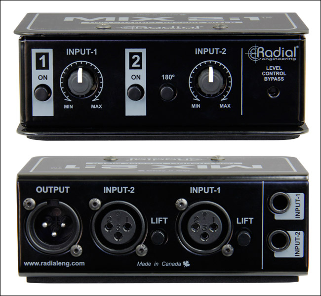 Radial MIX 2:1 Passive balanced mixer 2 in 1 out