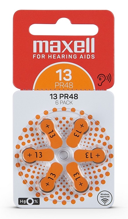 MAXELL PR48 Hörapparatsbatteri 13/Orange 6-pack