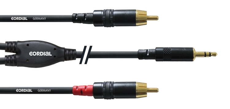Cordial CFY 6 WCC, Y-kabel RCA till 3,5mm tele, svart