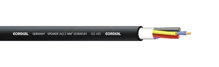 Cordial CLS 425  Högtalarkabel, svart, 4x2,50 mm² (pris/m)