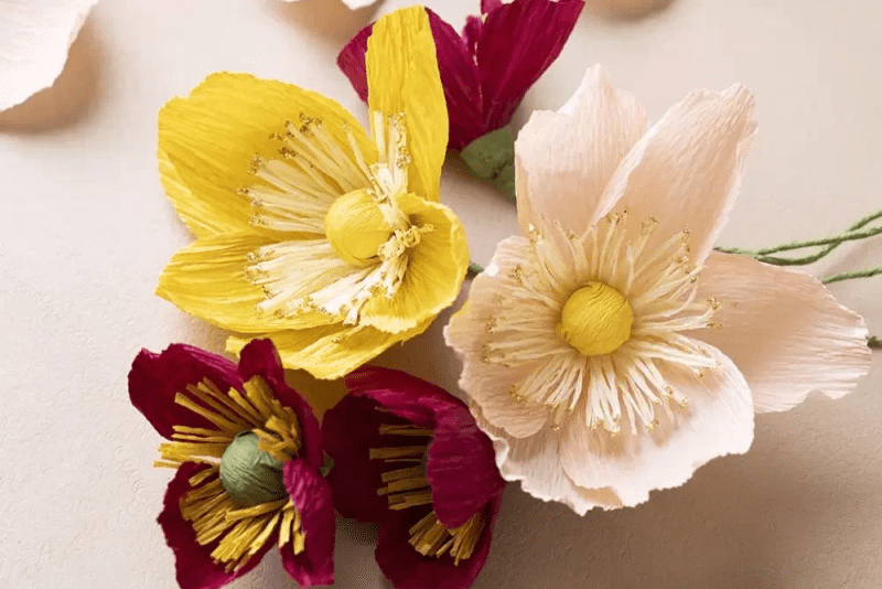 Skapa pappersblommor i kräppapper - höstenemoner
