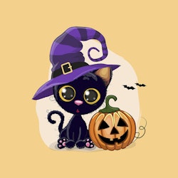 Joggingtyg Halloweenkatt och pumpa (40 x 50 cm)