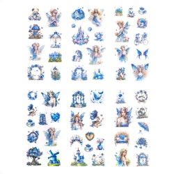 PET stickers - Feer och blommor blå