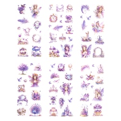 PET stickers - Feer och blommor lila