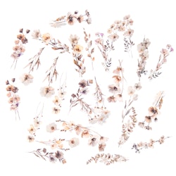 PET stickers - Blommor beige