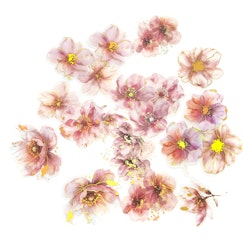 PET stickers - Blommor rosa/guld