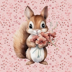 Joggingtyg Ekorre med blommor (40 x 50 cm)