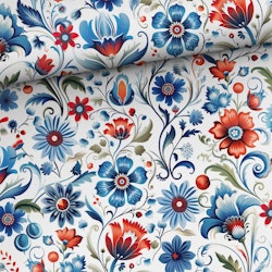 Bomullsjersey Nordiska blommor