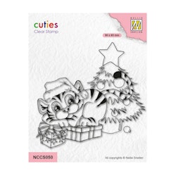 Clear stamp - Tiger med julgran