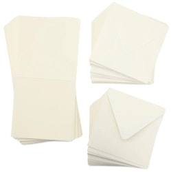 Kort och kuvert 15 x 15 cm - elfenbensvit (50 set)