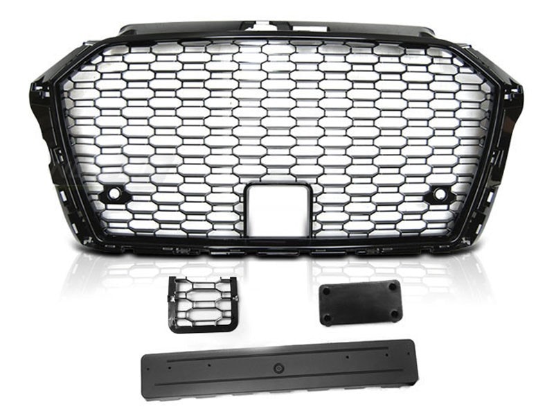 Audi A3 8V Frontgrill RS-Look Honeycomb Blank Sort 17- PDC