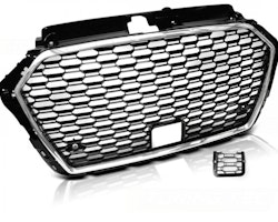 Audi A3 8V Frontgrill RS-Look Honeycomb Sort / Krom 17- PDC