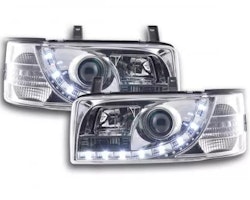 Daylight headlight LED DRL look VW Bus type T4 90-96 chrome for right-hand drive