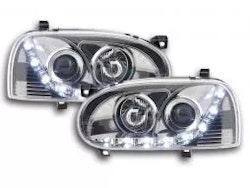 Daylight headlight LED DRL look VW Golf 3 type 1HXO 1EXO 91-97 chrome