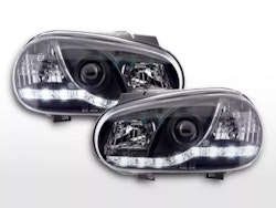 Headlight set Daylight LED daytime running lights VW Golf 4 97-03 black for right-hand drive