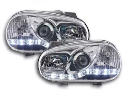 Daylight headlight LED DRL look VW Golf 4 type 1J 98-03 chrome for right-hand drive