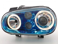 Headlights angel eyes VW Golf 4 type 1J 98-03 blue chrome