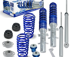 BlueLine Coilover Kit with Domcap Set suitable for VW Golf 4, Golf 4 Bora and Variant (1J) year 1997 - 2006, except vehicles with four-wheel drive