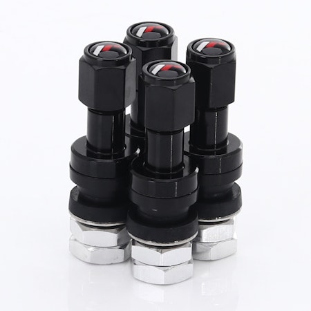 SET OF ALUMINUM AIR VALVES JR V2 - BLACK + LOGO