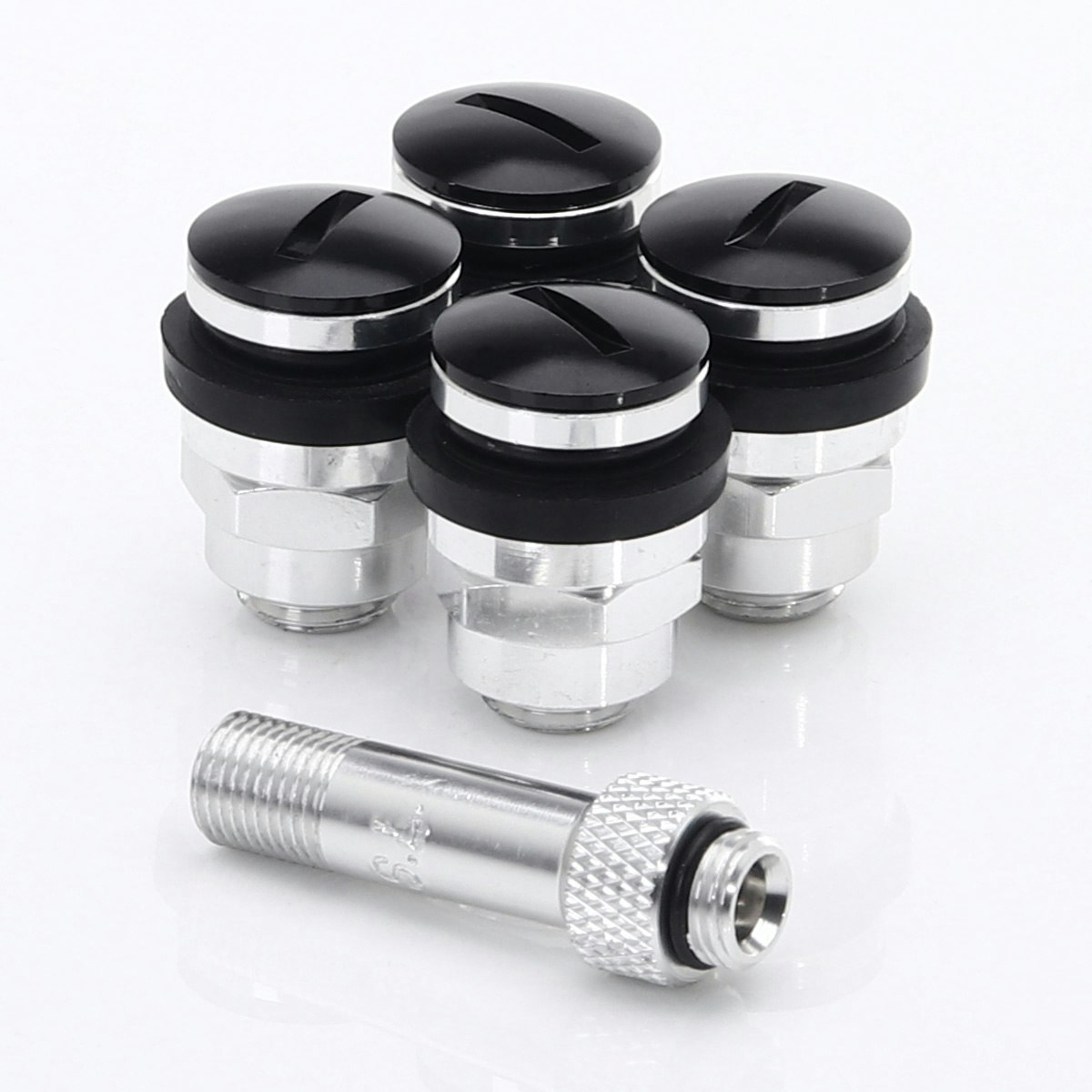 SET OF FLAT ALUMINUM AIR VALVES JR V1 - BLACK